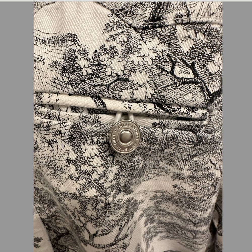 Dior Toile De Jouy Button Front Long Sleeve Shirt In White And Black Cotton - Picture 8 of 12